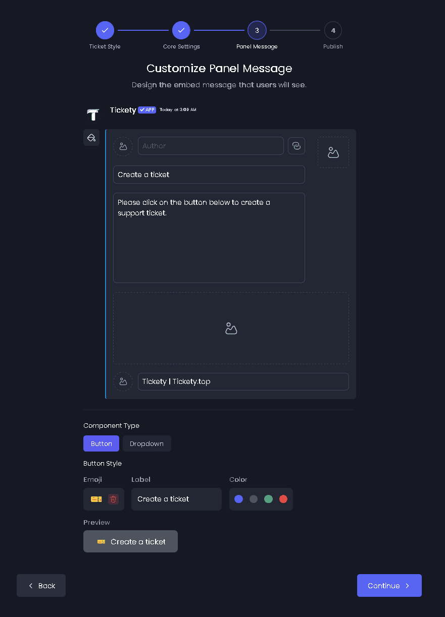 Ticket Panel Configuration